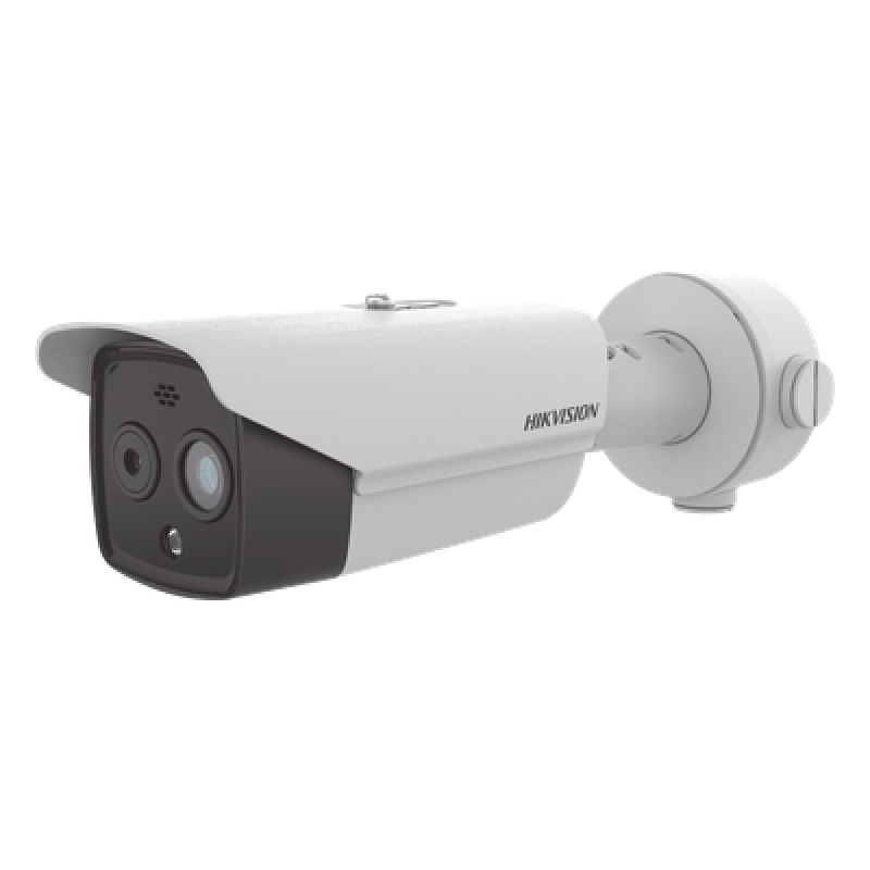 Bala IP Dual / Térmica 6.9 mm (256 x 192) / Óptico 6.4 mm (4 Megapixel) / 30 mts IR / Exterior IP67 / PoE / Termométrica / Detección de Temperatura / Sirena y Luz Intermitente Integrada / Micro SD