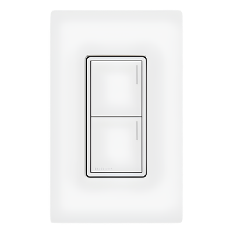 Teclado de pared Sunnata de 2 botones para escenas de luces, persianas y ventiladores, con barra luminosa ajustable, color blanco, para el sistema RadioRA 3