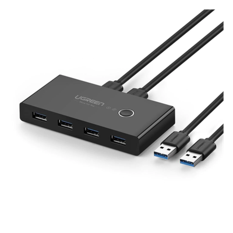 Conmutador USB para Compartir 4 Puertos USB 3.0 a 2 PC Ìs | Cambio Mediante Botón | Incluye Dos Cables USB de 1.5 m | ABS | Permite que 2 Usuarios Compartan 4 Dispositivos Periféricos USB3.0, como una impresora, un escáner, etc.