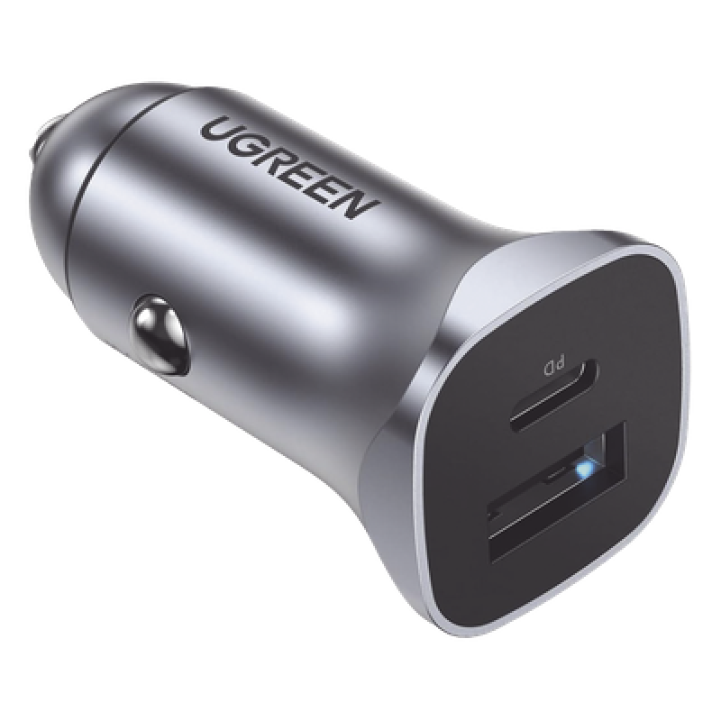 Cargador de Auto 24W | Puerto USB-A y USB-C | Carga Rápida | Compatible con Vehículos de 12 y 24 VCD | PD3.0 + QC3.0 | Indicador Led | Diseño Compacto | Chip Inteligente | Caja de Aluminio