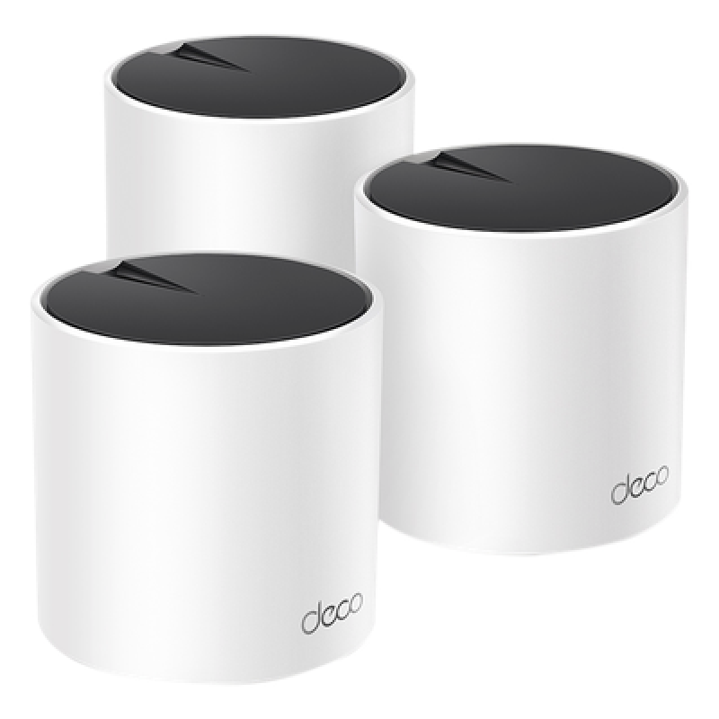 Kit 3 Routers Inalámbricos MESH Interior para Hogar / Doble Banda Wi-Fi 6 AX3000 Mbps / 3 Puerto Gigabit WAN/LAN / 2 Antenas Internas / Administración Mediante la App Deco (iOS, Android) / Protección HomeShield