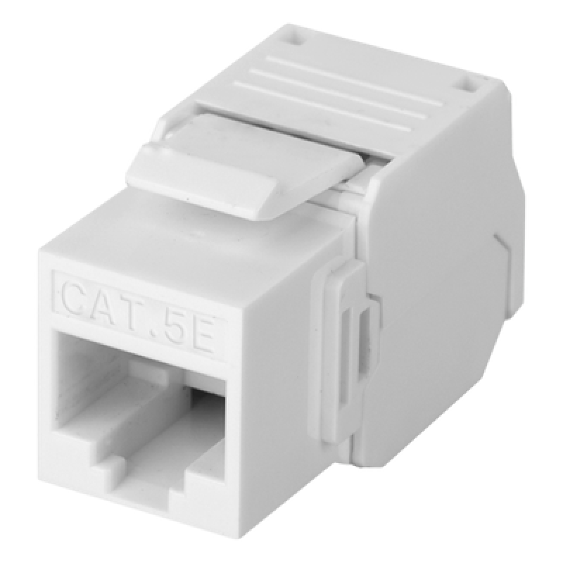 Módulo Jack Keystone Cat5e (Toolless), con Terminación en Ángulo 180 - Color Blanco, Compatible con Faceplate y Patchpanel Linkedpro