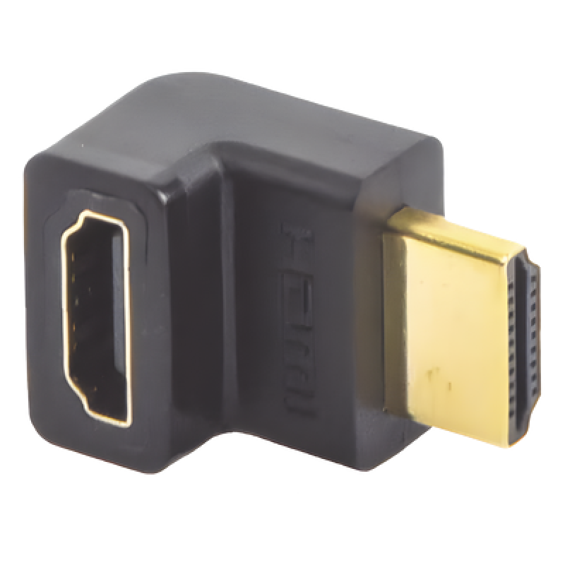 Adaptador HDMI 90° Macho a Hembra / Hacia Arriba / HDMI 2.0 4K@60Hz / Protección de Puertos / Diseño Compacto