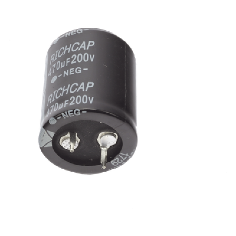 Capacitor de Aluminio / 470μF / 200V / ±20% / 1.45A RMS / 25mm Ø / 1000h @ 105°C