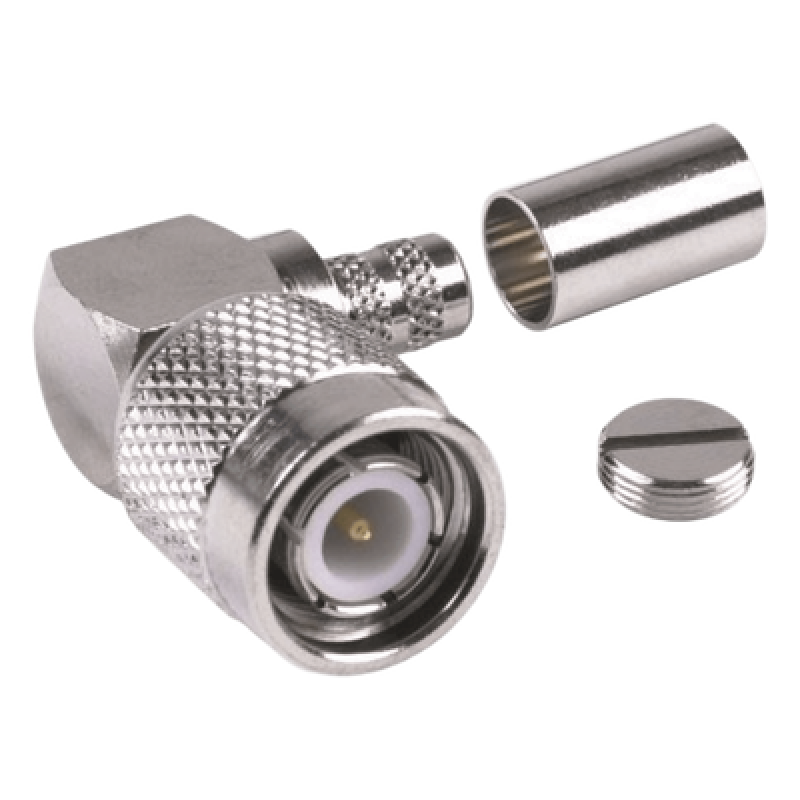 Conector TNC Macho en Ángulo Recto para Cable RG-8/X, LMR-240, Níquel/ Oro/ Teflón.​