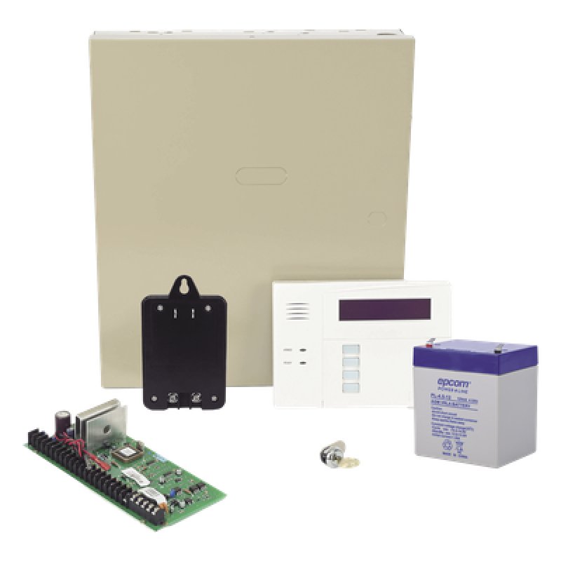 Panel de Alarma Híbrido / 48 Zonas / 3 Particiones / Teclado con Receptor Inalámbrico Integrado / Comunicador IP y 4G / 16 Detectores de Humo de Dos Hilos