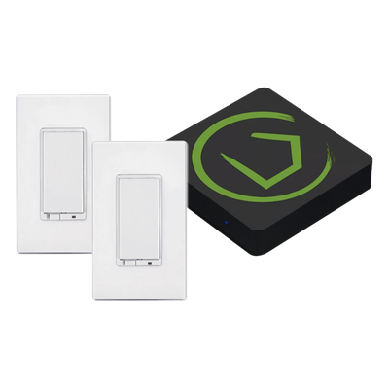 Kit Controlador Inteligente / Z-Wave 26-30 ft / Zigbee / Shelly / Lutron / 2 Apagadores On/Off / 3.3x3.3x0.5 in
