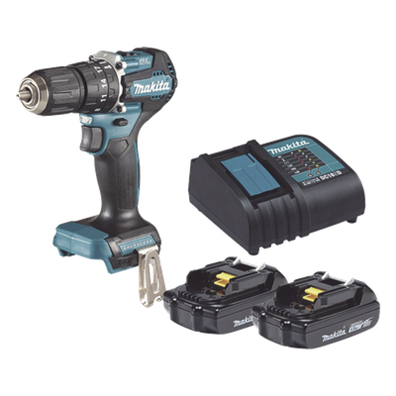 Taladro Rotomartillo Inalámbrico / 18V / 1,700 RPM / 40 N.m / Mandril 13 mm (1/2') / Motor Sin Escobillas / 2 Baterías 1.5 Ah