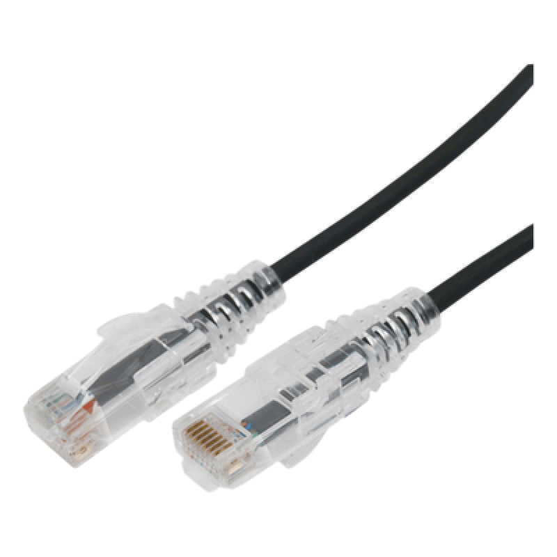 Cable de Parcheo Slim UTP Cat6A - 1 Metro (3.28 Pies) Negro, Diámetro Reducido (28 AWG)