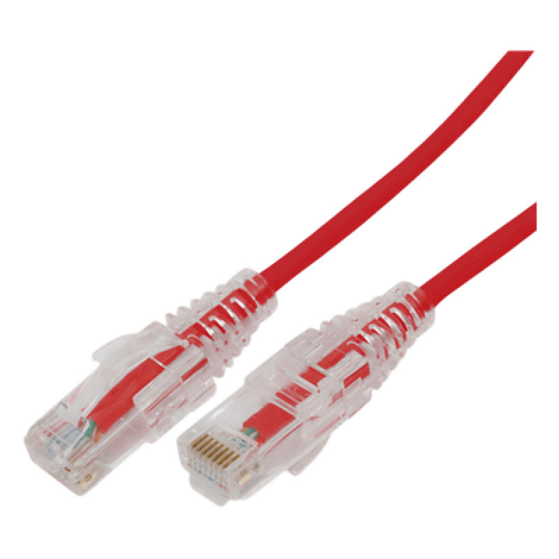 Cable de Parcheo Slim UTP Cat6A / 2 Metros (6.56 Pies) / 28 AWG / Rojo / RJ45