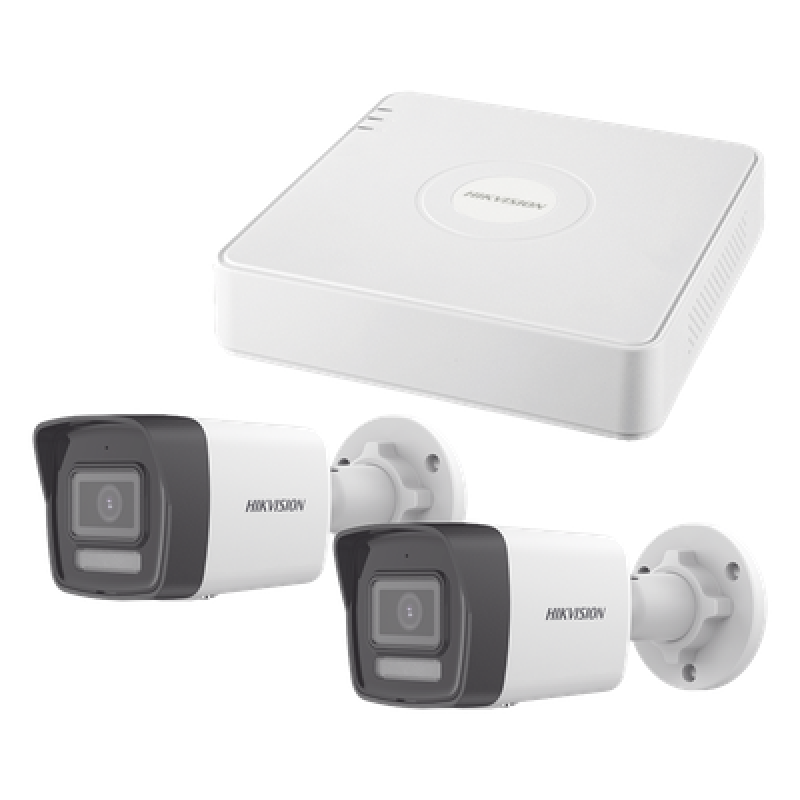 Kit IP 1080p (2 Megapixel) / NVR de 4 Canales con 4 Puertos PoE / 2 Cámaras Bala IP con Microfono Integrado / ColorVu Lite y ACUSENSE Lite