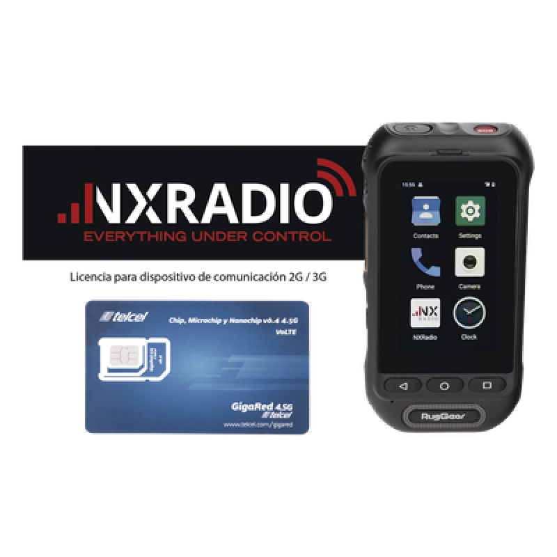 Kit Radio PTT / Android 10 GO / IP68 / MIL-STD 810H / Altavoz 105 dB / Batería 3000 mAh / SIM 1GB 12 Meses