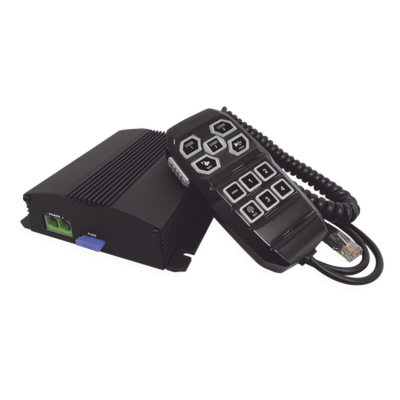 Sirena Vehicular de 100W de Potencia, Incluye Controlador Unimando Para Control de Tonos, 4 Salidas Auxiliares y Microfono