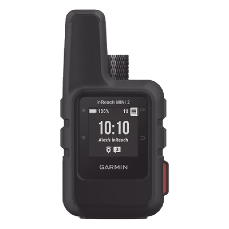 GPS portátil inReach® Mini 2 / Pantalla Monocroma Transflectiva 23 x 23 mm / Resolución 176 x 176 píxeles / Batería Recargable de Iones de Litio / Autonomía Hasta 14 Días / Resistencia al Agua IPX7 / Conectivi