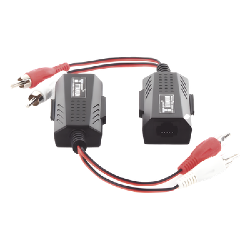 Balun Extensor de Audio Analogo Estereo RCA a RJ45 / Distancia 800 Metros (2625 Pies) / Cable CAT5-6 / Conector 100% Cobre / Protección TVS, Calidad Premium