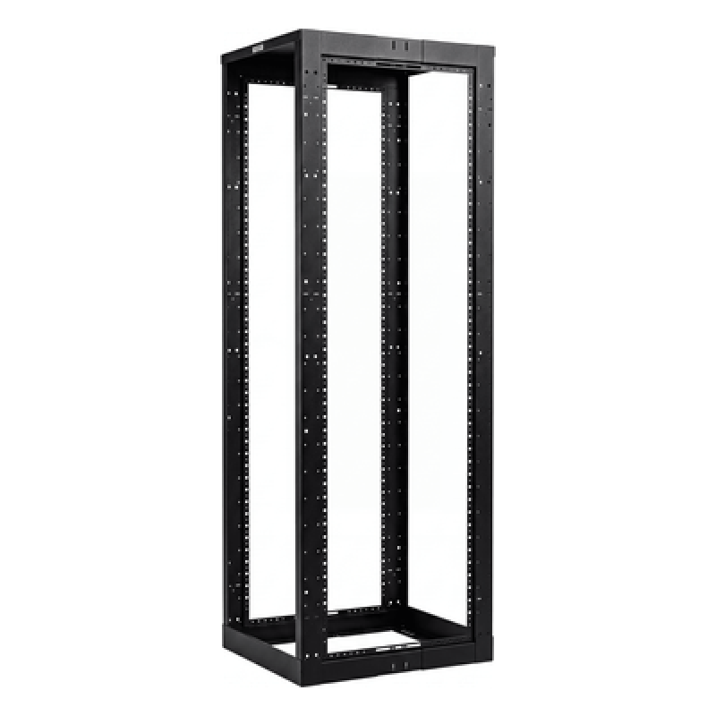 Rack de Cuatro Postes Estándar de 19", Rieles Con Orificio Para Tuerca Enjaulada, Profundidad Ajustable de 23 a 42 in, 45 Unidades de Rack, Color Negro