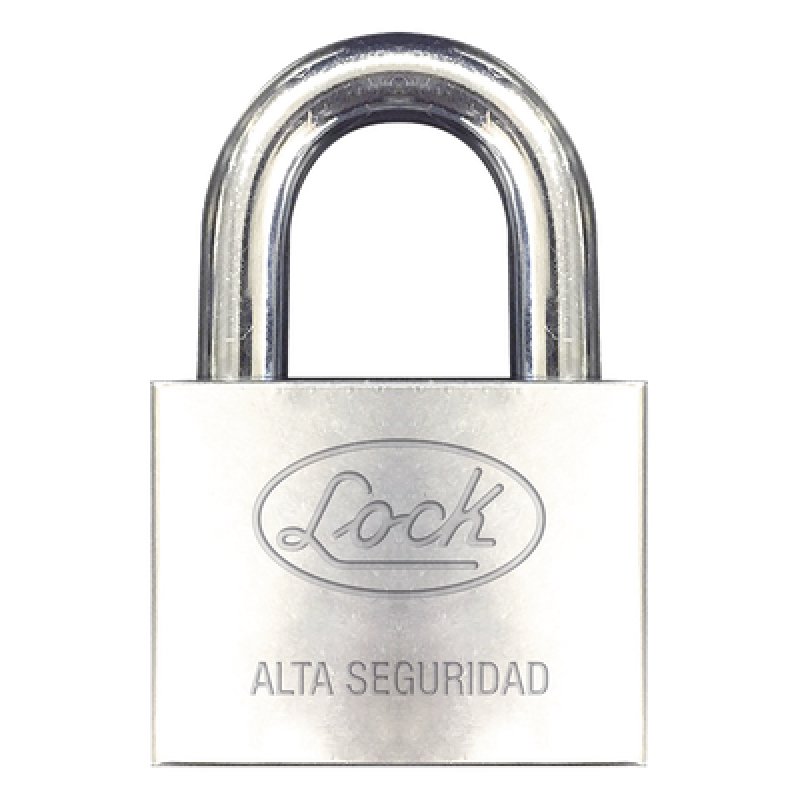 Candado de hierro alta seguridad con llave de disco/ Acabado Cromado/ Llaves Abloy/ Medida de Horquilla 38 mm.