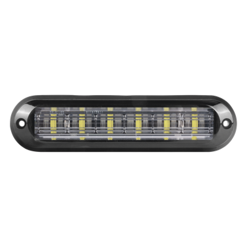 Luz Auxiliar Ultra Brillante IP67 de 6 LEDs, Color Rojo/Claro, con mica transparente y bisel negro