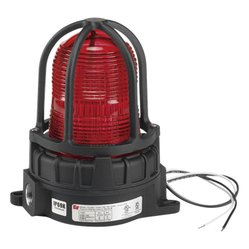 Luz de advertencia LED color Rojo para ubicaciones peligrosas, montaje para superficies, 120/240Vca,