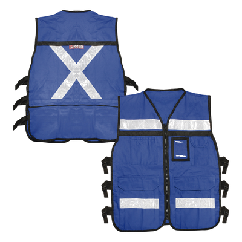 Chaleco Reflejante con 6 Bolsas Externas / 6 Broches ajustables / Talla Extra Grande.