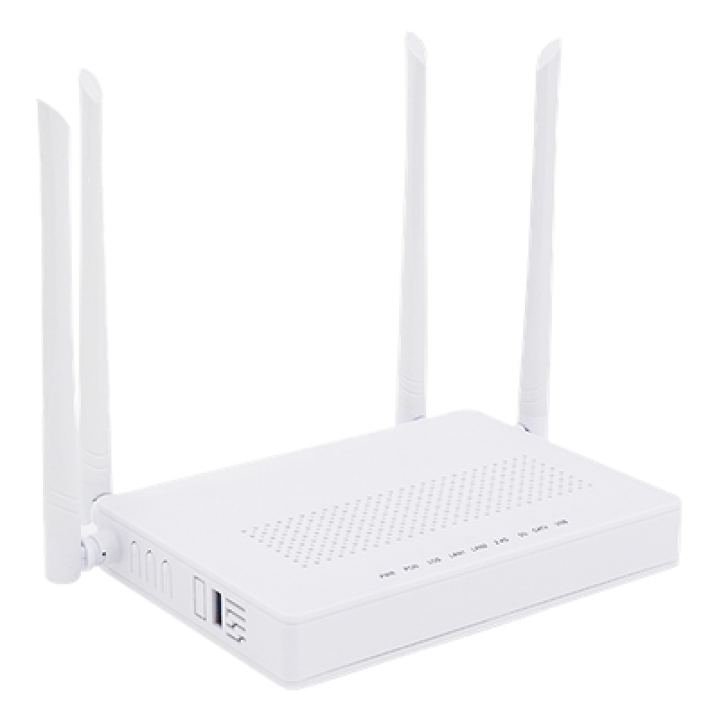 ONU Dual PON / Wi-Fi Doble Banda AC1200 / 2 Puertos Gigabit / Puerto CATV con AGC / 4 Antenas de Alta Ganancia / Gestión Remota OLT