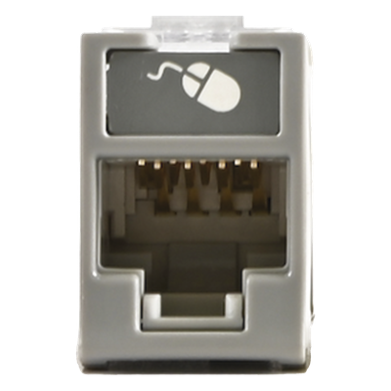 Jack Ultramax Cat5e, UTP, Montaje Híbrido en Placa de Pared (Plano y Angulado), Color Gris, Punch Down