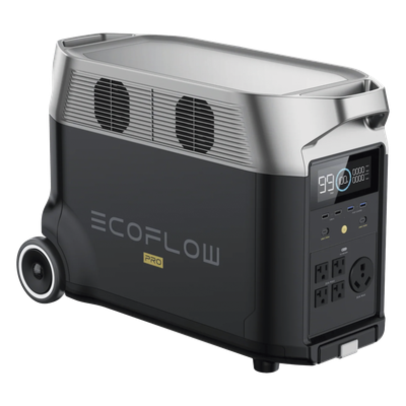 Estación de Energía Portátil DELTA PRO 3600Wh Litio LFP / 5 AC 3600W (7200W Pico) / 2 USB-C 200W / Capacidad para Aumentar Respaldo / Cargador de Coche 10A a 12.6V / Conectividad WiFi y Bluetooth (App) / Carga Solar 1600W Max.