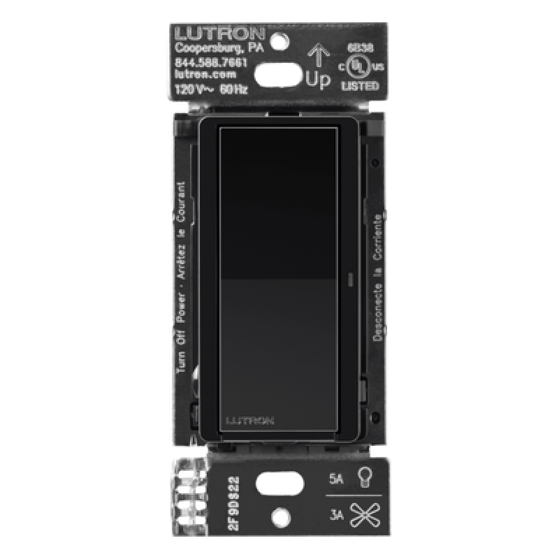 Interruptor de pared inteligente Claro on/off, 120 V con neutro, 5 A en LED y 600 W incandescente, funciona con control Pico y Smart Hub Caseta Wireless, color negro