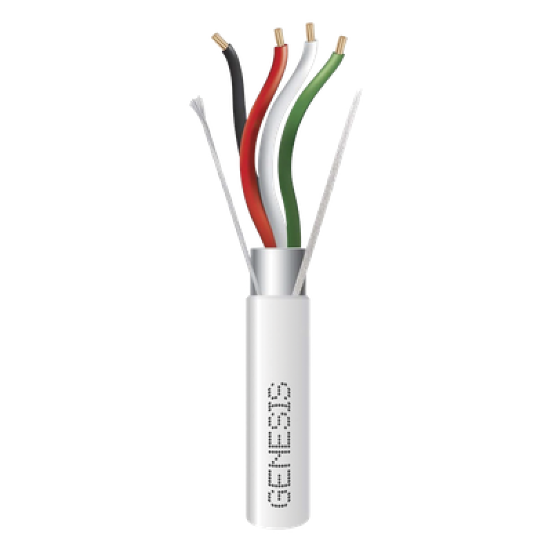Bobina de 305 Metros (1000 Pies) de Cable 4 x 22 AWG BLINDADO / RISER / Color Blanco / Para Aplicaciones de Audio, Seguridad y Control