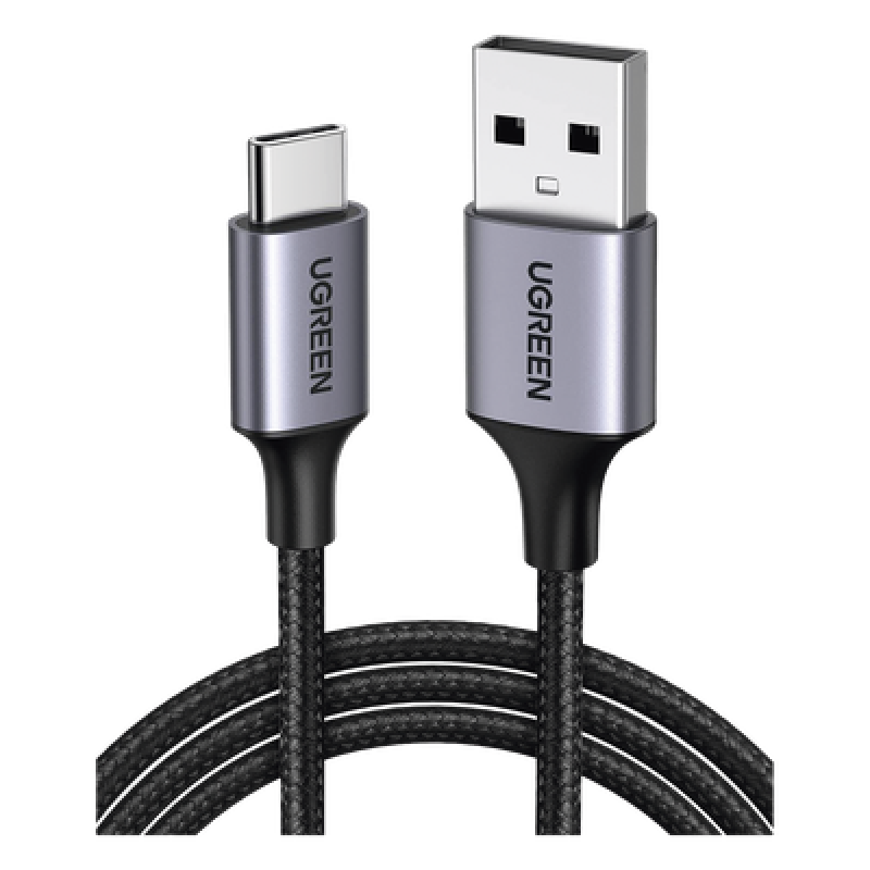 Cable USB-A a USB-C | 1 Metro (3.28 Pies) | Transferencia de Datos de 480 Mbps | Carga Rápida | QC 4.0/3.0/2.0 | FPC | AFC | Protección Integrada | Caja de Aluminio | Nylon Trenzado | Color Negro