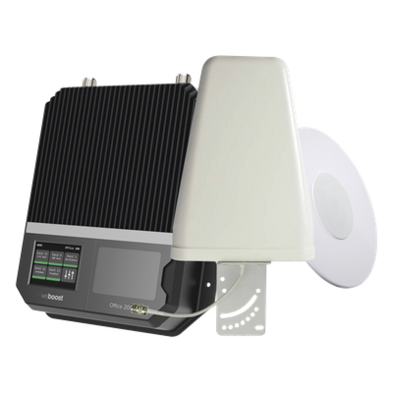 KIT Amplificador Office 200 4G LTE, 3G y VOZ con antena direccional. Especial para cubrir áreas de hasta 1600 Metros Cuadrados por ser de grado comercial e industrial. Soporta múltiples operadores, tecnologías y usuarios.