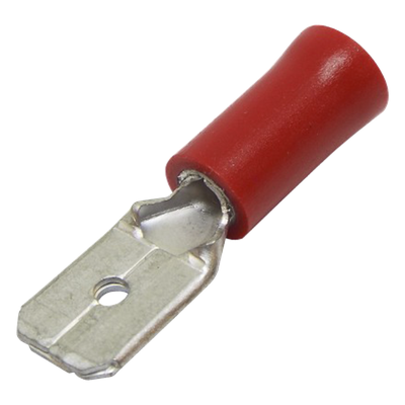 Terminal Macho Aislada / 22-16 AWG / Rojo / 25 Piezas / 21.5x9.9x6.3x3.9 mm