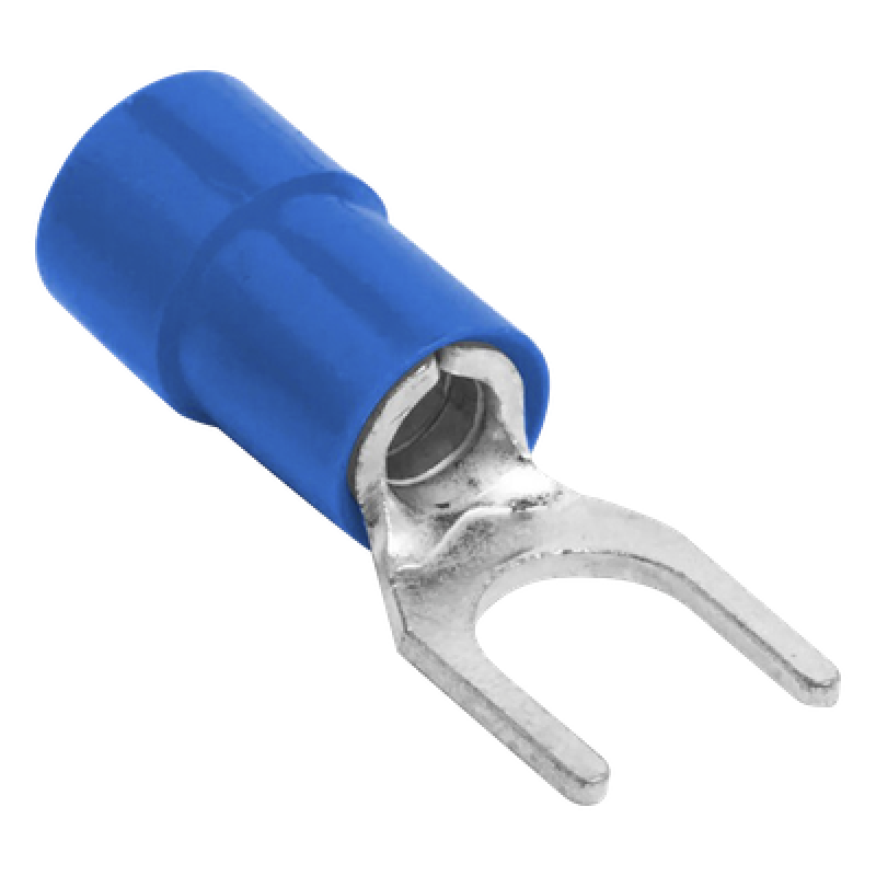 Terminal Horquilla Aislada / 18-14 AWG / Cobre Electrolítico / Paquete 25 Piezas / Azul
