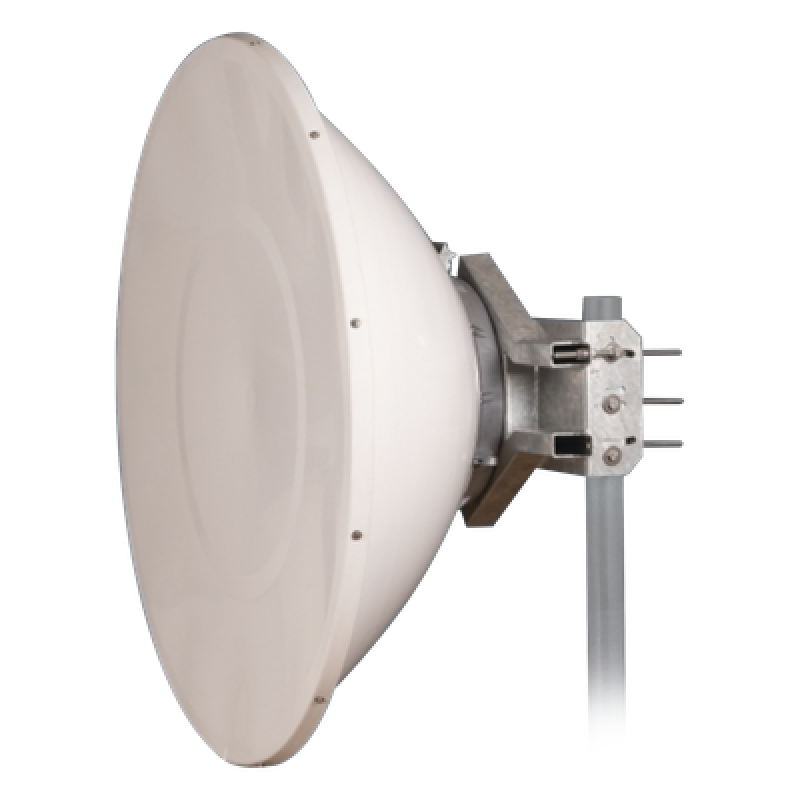 Antena Direccional de Alto Rendimiento / 35.5 ± 1 dBi / 4 ft / 5.9-7.125 GHz / Conectores RP-SMA / Alto Aislamiento al Ruido / Fácil Montaje y herraje de acero inoxidable / Radomo Incluido