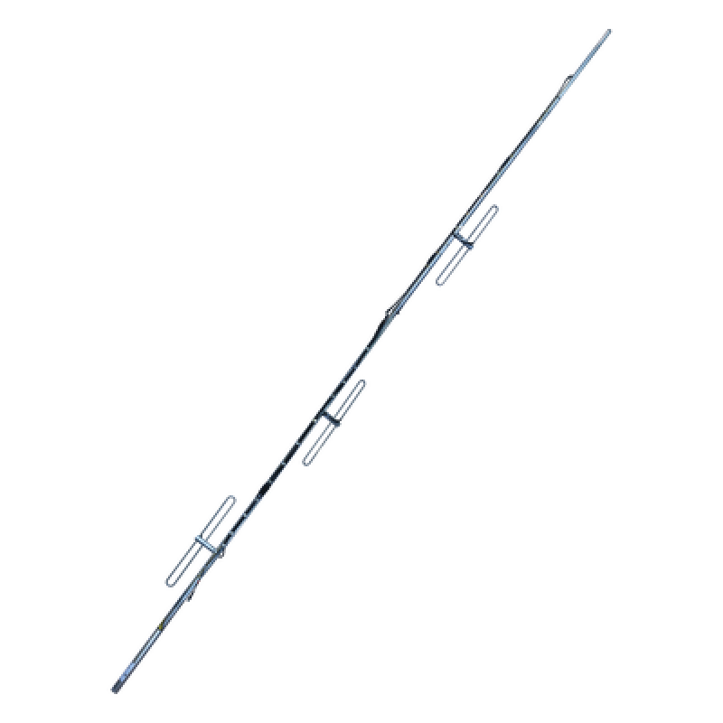 Antena base de 4 dipolos. Rango de frecuencia de 144 - 160 MHz y ganancia de 6/9 dBi omnidireccional/direccional.