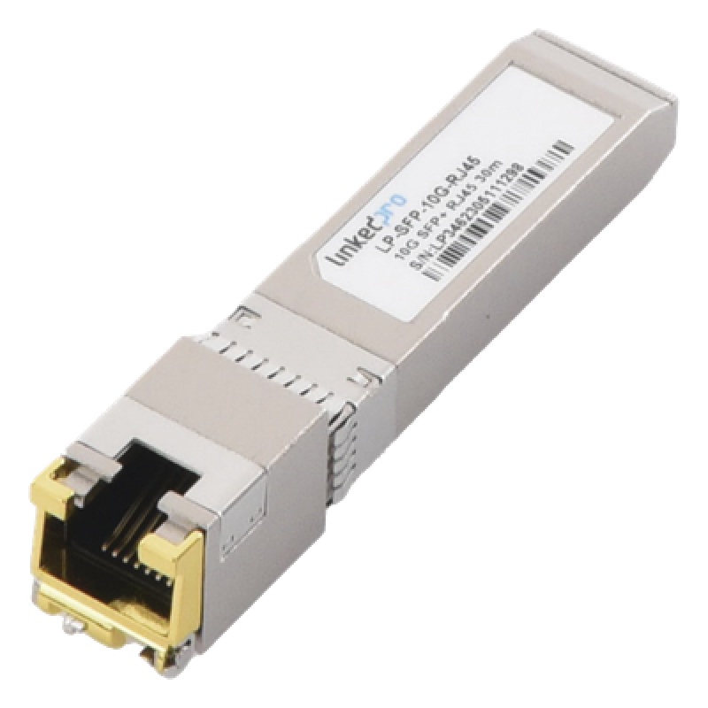 Transceptor Óptico SFP+ a RJ45 /10 Gbps / Conector RJ45 / 10GBASE-T / Distancia de hasta 30 m.