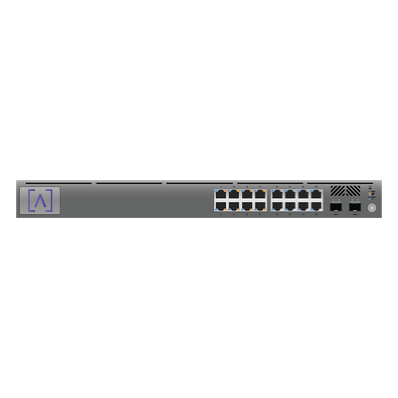 Switch Gigabit PoE+ Administrable / 16 puertos 10/100/1000 Mbps + 2 Puertos SFP Uplink / Presupuesto PoE hasta 120W / Administración Gratuita en la Nube