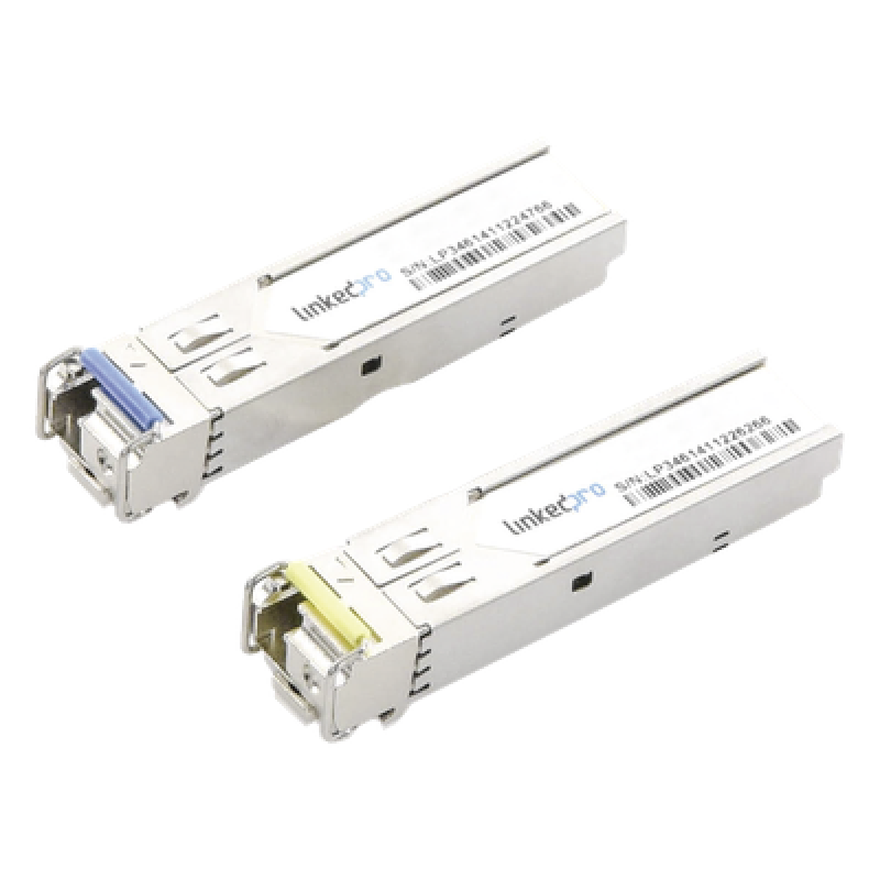 Transceptores Ópticos Industriales Bidireccionales SFP (Mini-Gbic) / Monomodo 1310 & 1550 nm / 1.25 Gbps / 1000BASE-BX / Conector LC/UPC Simplex / DDM / Hasta 3 km / 2 Piezas