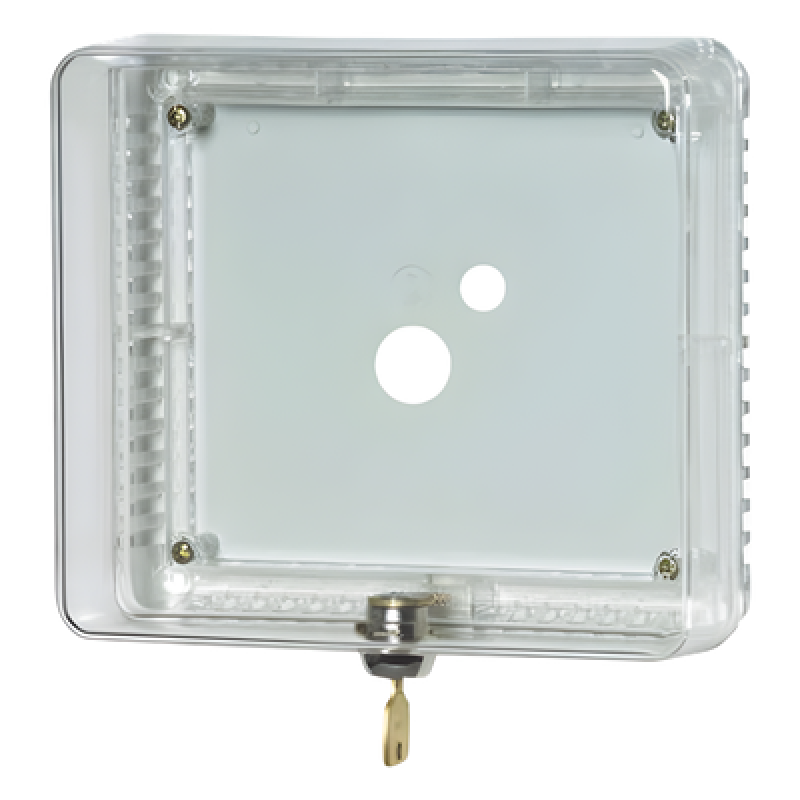 Guarda Antimanipulación para Termostato / Policarbonato Transparente / Montaje Vertical u Horizontal / Cerradura con Llave / Tamaño Mediano
