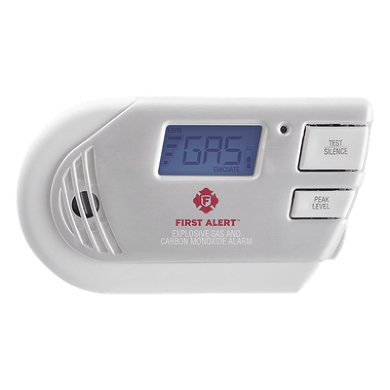 Detector Combo de Gases / Metano, Propano y CO / Pantalla Digital Retroiluminada / 85 dB / 120 Vca con Batería de Respaldo