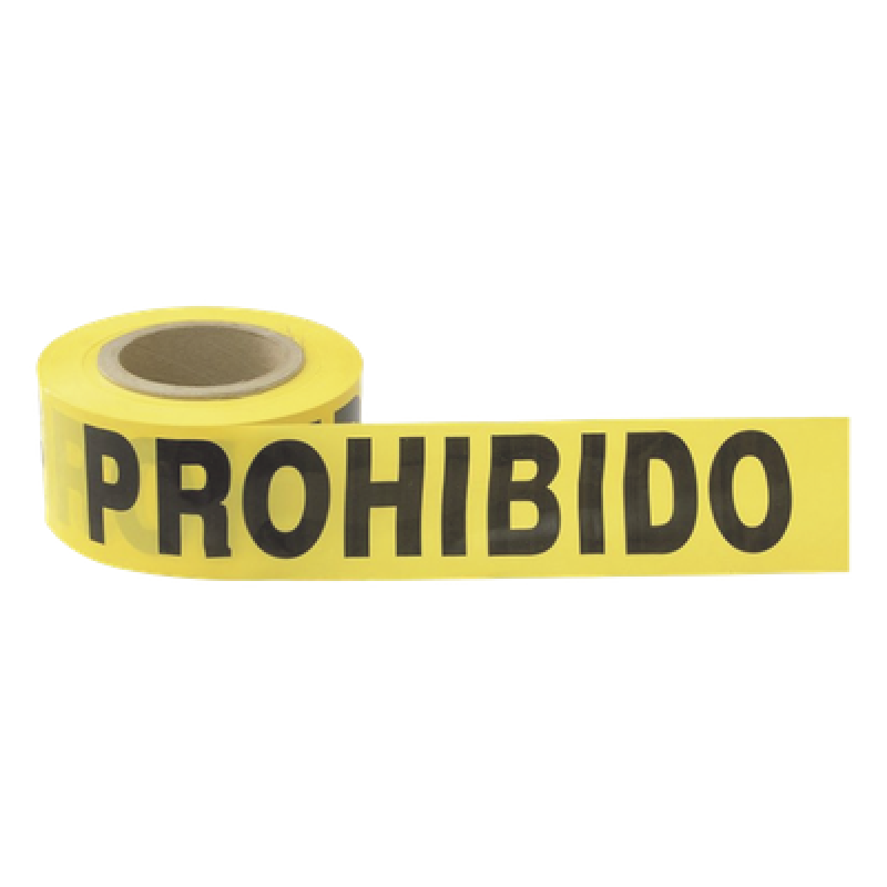 Cinta de Barricada / 100 m (328.1 ft) de Longitud / Ancho 76 mm (3") / Polipropileno con Aditivos UV / Espesor 0.4 mm / Leyenda "Prohibido el Paso"