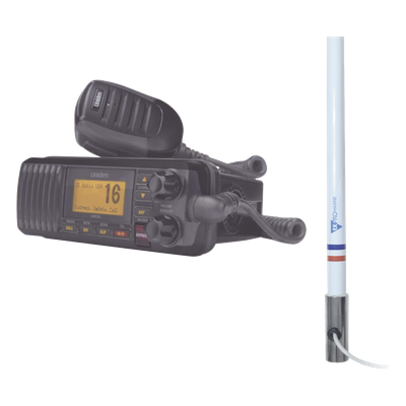 Kit de radio marina con antena de fibra de vidrio / 156-163 MHz / 25W / 2.4 m (7.9 ft) / Omnidireccional / IPX4