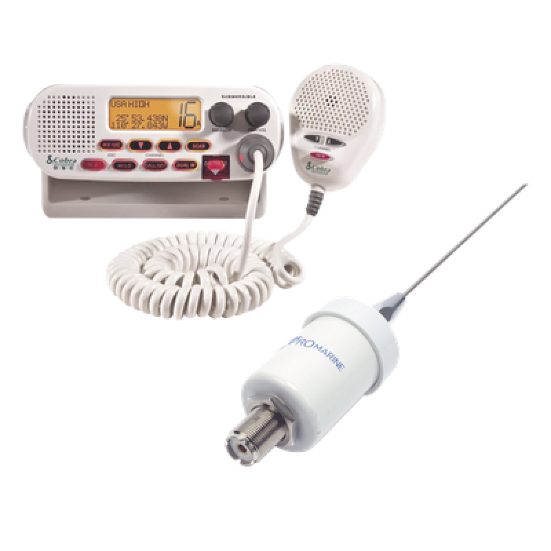 Kit de radio marina VHF / 25 W / Antena acero inoxidable / Cable 4.5 m (14.8 ft) / Montaje en L