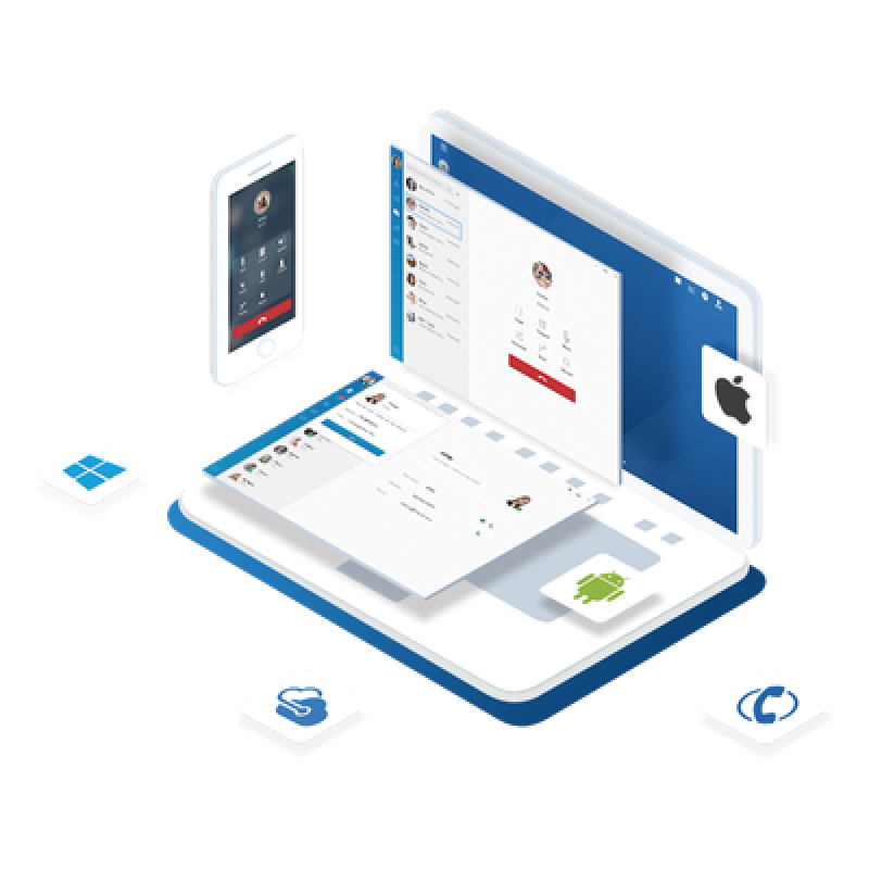 PBX en la Nube / 10 Extensiones Enterprise / 10 Llamadas Simultáneas / 500 Minutos Grabación / 5 Dispositivos por Extensión / UC Client Integrado
