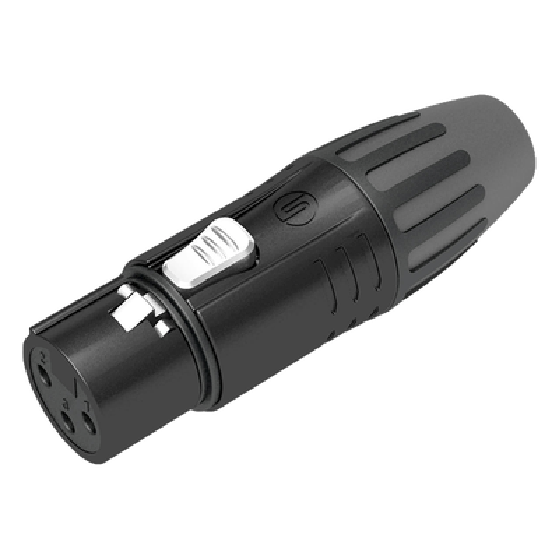 Conector XLR hembra | Carcasa Enchapada en Negro | Contactos Enchapados en Plata |