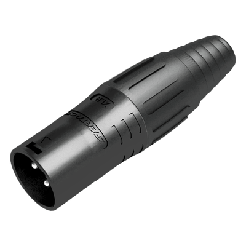 XLR conector de cable macho, carcasa enchapada en negro, contactos enchapados en plata
