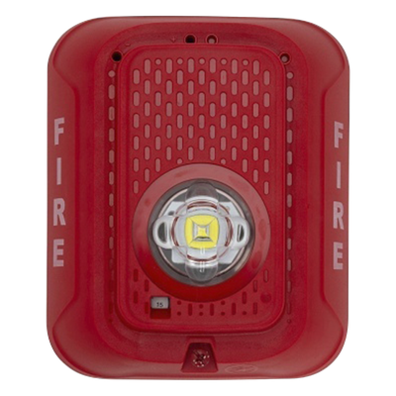 Lámpara estroboscópica LED para pared, 24 Vcd, candela seleccionable hasta 185 cd, sin sirena, color rojo