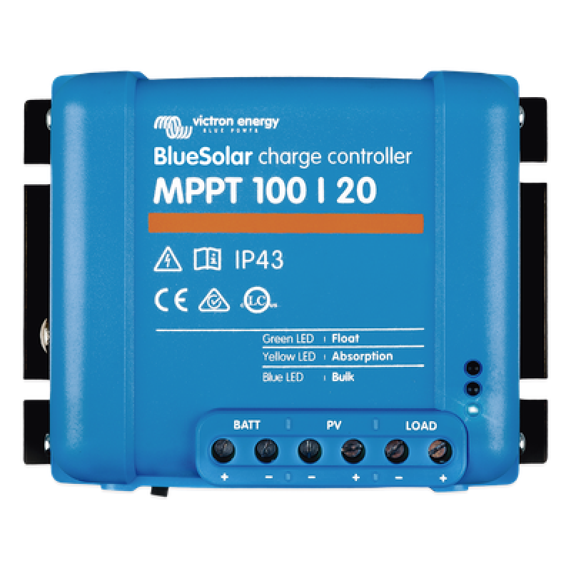 Controlador de Carga Solar MPPT / 20 A / 12/24/48 Vcc Automático / Eficiencia 98% / Rango -30°C a 60°C (-22°F a 140°F) / VE.Direct