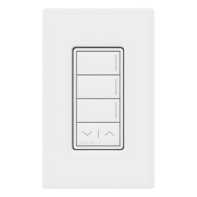 Botonera de pared Sunnata con 3 botones de escena y barra subir/bajar, retroiluminada, blanco, para RadioRA 3