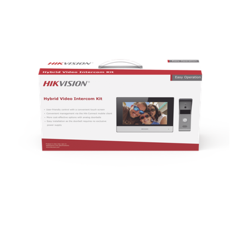 Kit de Videoportero Analógico de Metal / IP a 4 Hilos con Función de Llamada a App Hik-Connect / Monitor se Conecta a Internet por Cable o WiFi y por 4 Hilos al Frente de Calle IP65 / Expandible a Mas Equipos